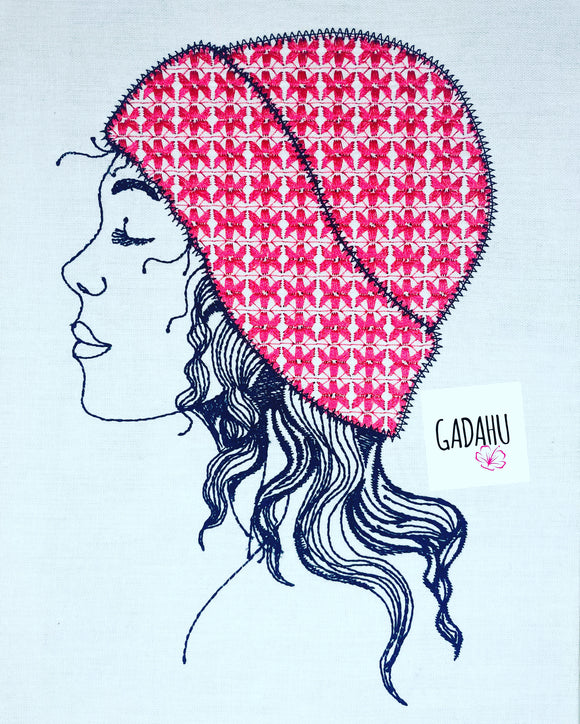 Girl with winter hat Machine Embroidery Design 4x4 5x7 6x10 Instant Digital Embroidery Design