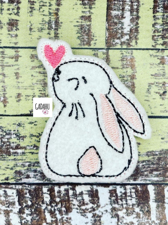 Bunny heart feltie ITH Machine Embroidery design file