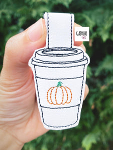 Latte Pumpkin Snap tab Key Fob ITH Embroidery Design file