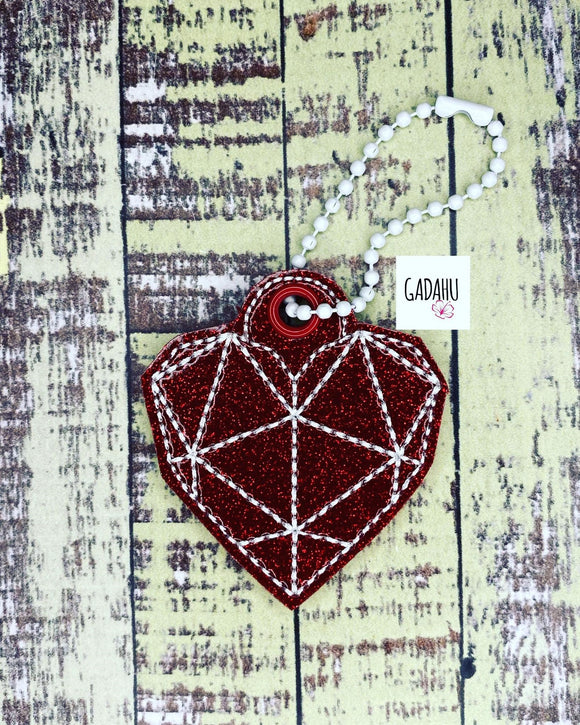 Geometric heart charm. Embroidery Design ITH 4x4/5x7 hoop Instant Download