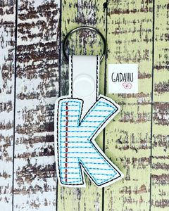 Letter K Teacher Snap tab Key Fob ITH Embroidery Design file