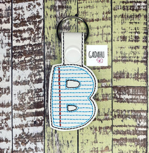 Letter B Teacher Snap tab Key Fob ITH Embroidery Design file