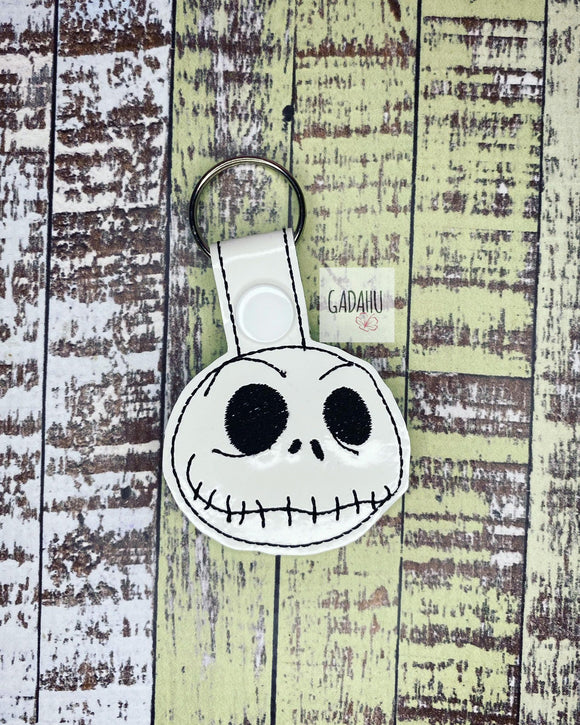 Skeleton Snap tab Key Fob ITH Embroidery Design file