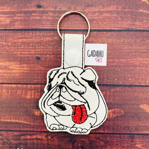 Bulldog Key Fob/Snap Tab Embroidery Design