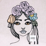 Girl with flowers Machine Embroidery Design 4x4 5x7 6x10 Instant Digital Embroidery Design