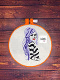 Woman with Striped Blouse Machine Embroidery Design 4x4 5x7 6x10 Instant Digital Embroidery Design