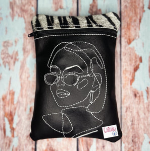 Girl Sunglasses zipper bag Machine Embroidery Design 5X7