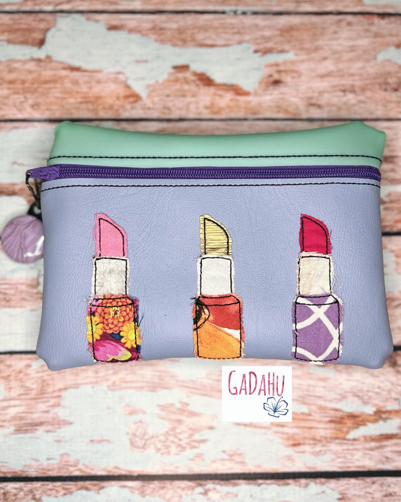 Lipsticks applique zipper bag Machine Embroidery Design 5X7