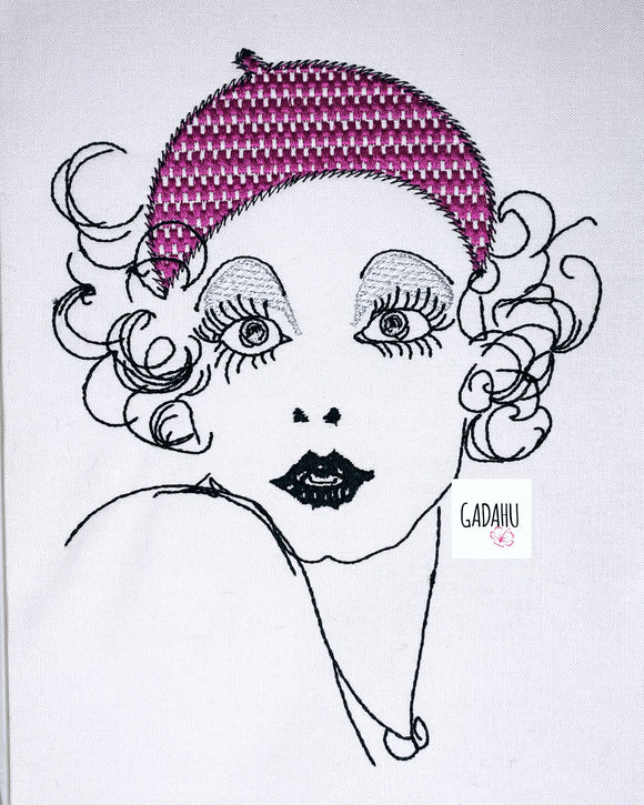 Lady Machine Embroidery Design 4x4 5x7 6x10 Instant Digital Embroidery Design