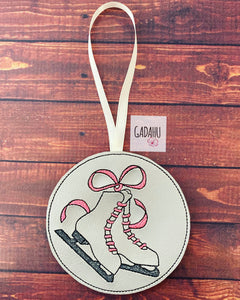 Ice Skates Ornament Machine Embroidery Design 4X4