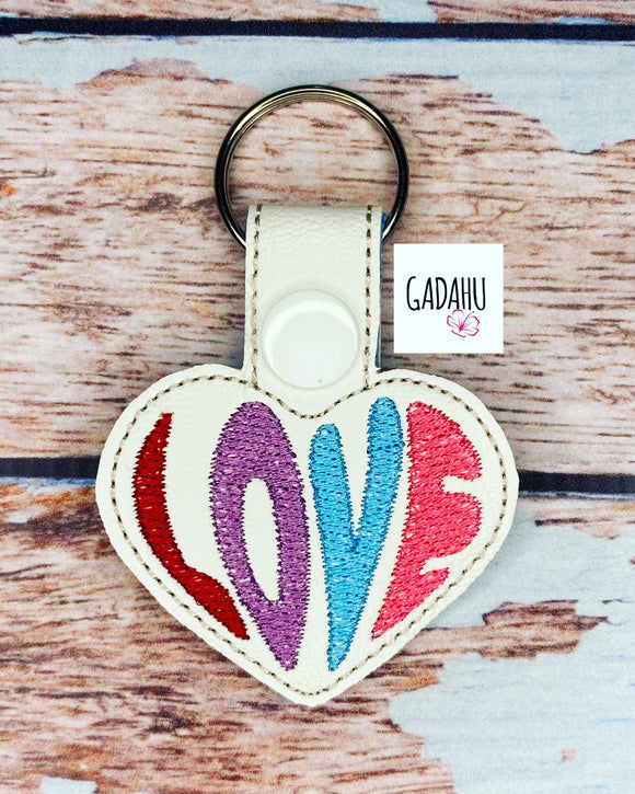 Love Heart Key Fob/Snap Tab Embroidery Design