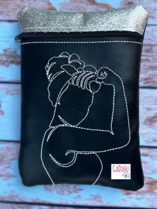 Girl Power zipper bag Machine Embroidery Design 5X7