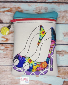 High Heels applique zipper bag Machine Embroidery Design  5X7