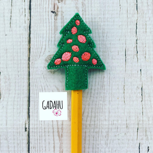 Christmas Tree Pencil Topper ITH Embroidery design