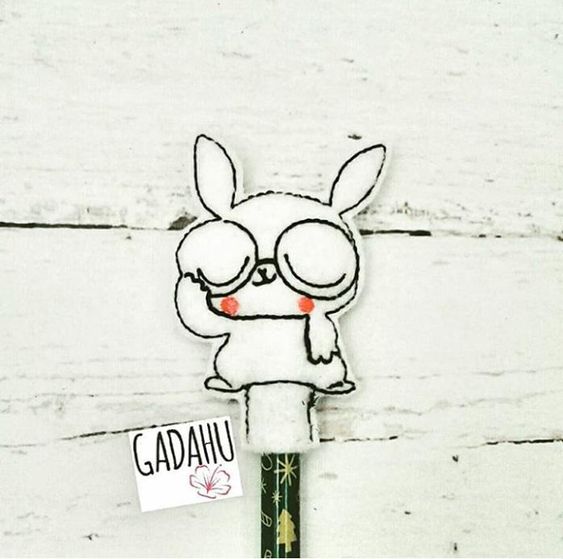 Bunny Pencil Topper ITH Embroidery design