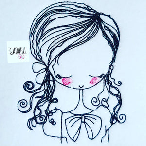 Cute Girl Machine Embroidery Design 4x4 5x7 6x10 Instant Digital Embroidery Design