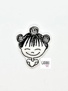 Three buns girl feltie ITH Embroidery design file