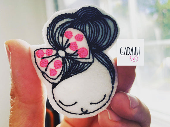 Girl with bow feltie ITH Embroidery design file