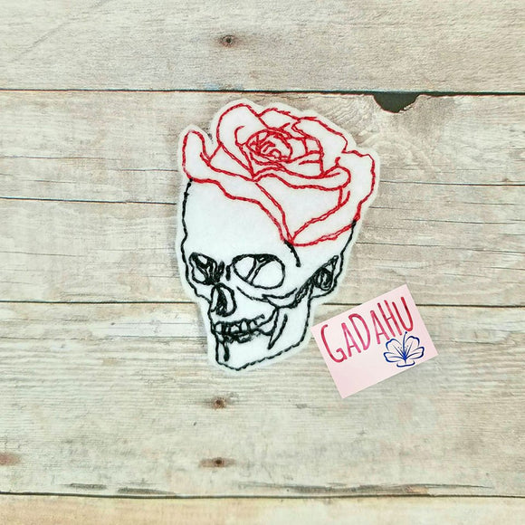 Skull Rose feltie ITH Embroidery design file