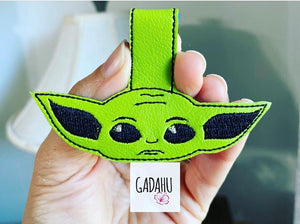 Baby Yoda Snap tab Key Fob ITH Embroidery Design file