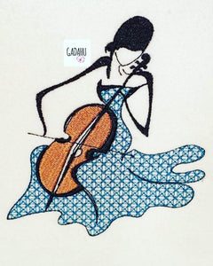 Female violinist Machine Embroidery Design 4x4 5x7 6x10 Instant Digital Embroidery Design