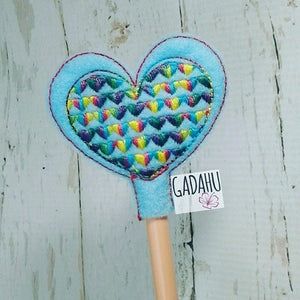 Heart Pencil Topper ITH Embroidery design