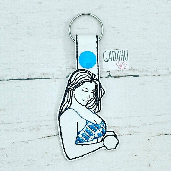 Gym Girl Snap tab Key Fob ITH Embroidery Design file