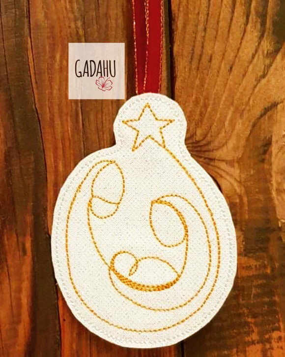 Nativity Ornament Machine Embroidery Design 4X4