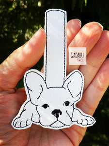 French Bulldog Snap tab Key Fob ITH Embroidery Design file