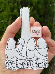 Four Best friends/Sisters Snap tab Key Fob ITH Embroidery Design file