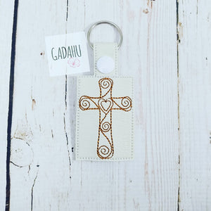 Cross Snap tab Key Fob ITH Embroidery Design file