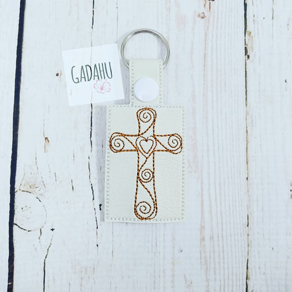 Cross Snap tab Key Fob ITH Embroidery Design file