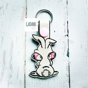 Cute Bunny Snap tab Key Fob ITH Embroidery Design file