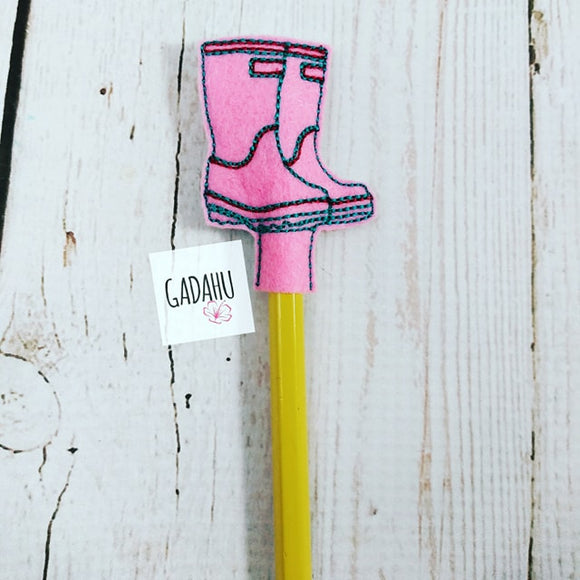 Rain Boots Pencil Topper ITH Embroidery design