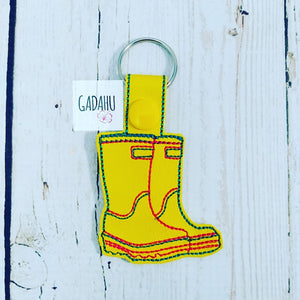 Rain Boots Snap tab Key Fob ITH Embroidery Design file