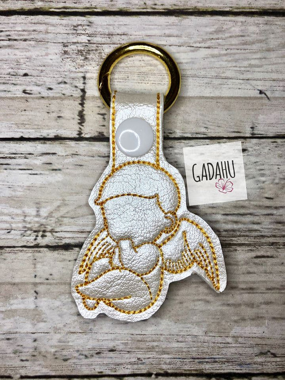 Baby Angel Snap tab Key Fob ITH Embroidery Design file