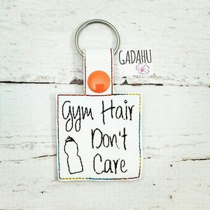 Gym Hair Don't Care Snap tab Key Fob ITH Embroidery Design file