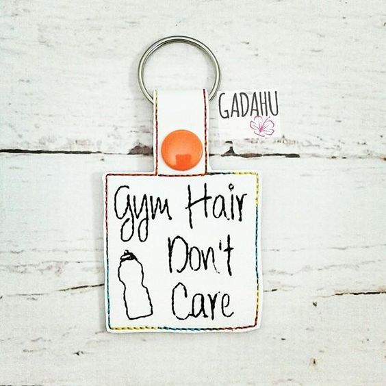 Gym Hair Don't Care Snap tab Key Fob ITH Embroidery Design file