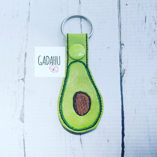 Avocado Snap tab Key Fob ITH Embroidery Design file