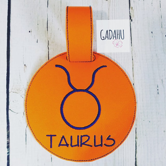 Taurus Zodiac Sign Luggage Tag ITH Embroidery design