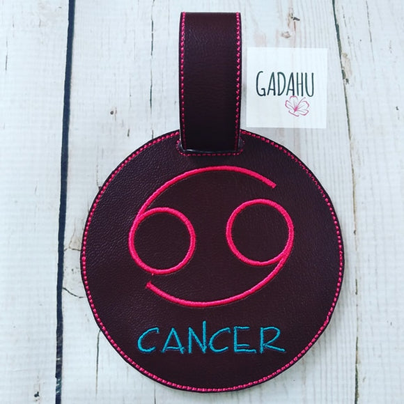 Cancer Zodiac Sign Luggage Tag ITH Embroidery design