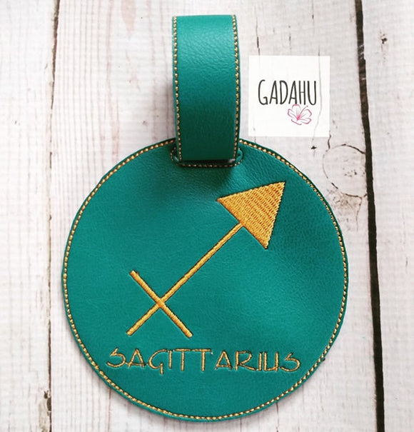 Sagittarius Zodiac Sign Luggage Tag ITH Embroidery design