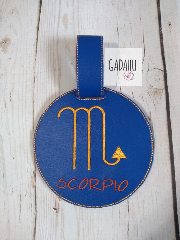 Scorpio Zodiac Sign Luggage Tag ITH Embroidery design