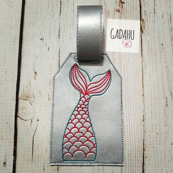 Mermaid Tail Luggage Tag ITH Embroidery design