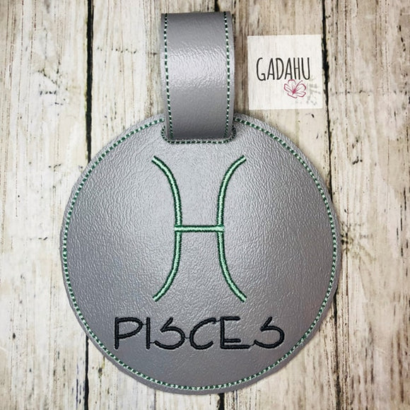 Pisces Zodiac Sign Luggage Tag ITH Embroidery design