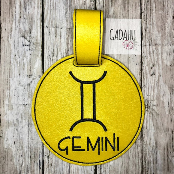 Gemini Zodiac Sign Luggage Tag ITH Embroidery design