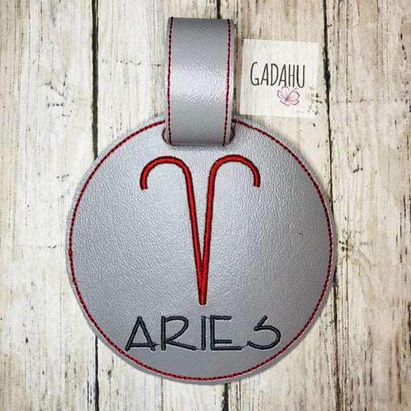 Aries Zodiac Sign Luggage Tag ITH Embroidery design