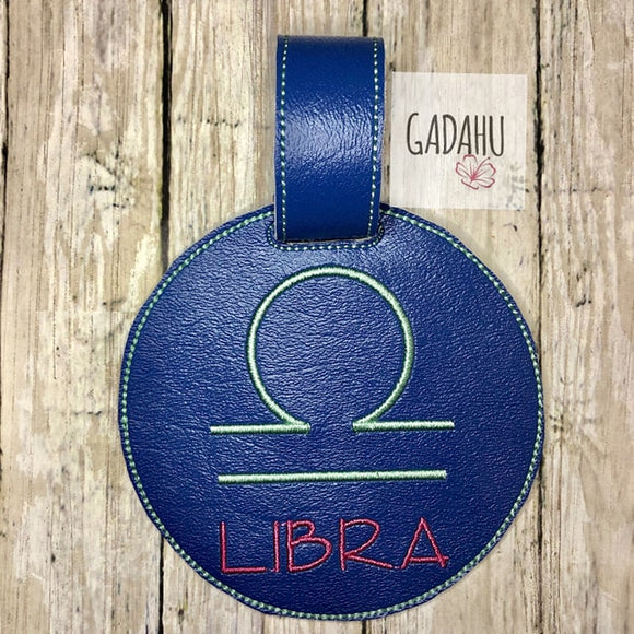 Libra Zodiac Sign Luggage Tag ITH Embroidery design