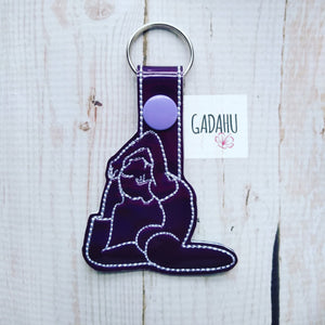 Yoga Girl Snap tab Key Fob ITH Embroidery Design file