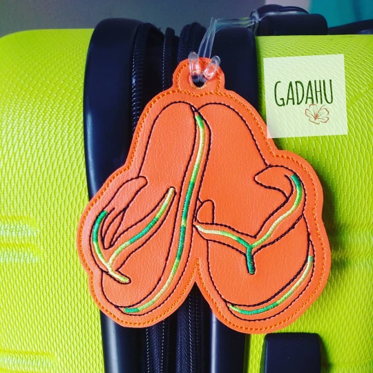 Flip Flops Luggage Tag ITH Embroidery design